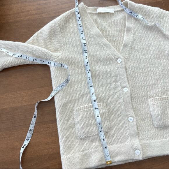 Hesperios | Women’s Knit Baby Alpaca Sweater Cream Button Front Cardigan Sweater - Picture 10 of 12